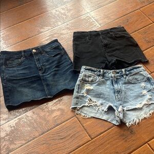 Blank NYC Black Denim Shorts, PacSun Shorts,American Eagle Denim Skirt - Size 26